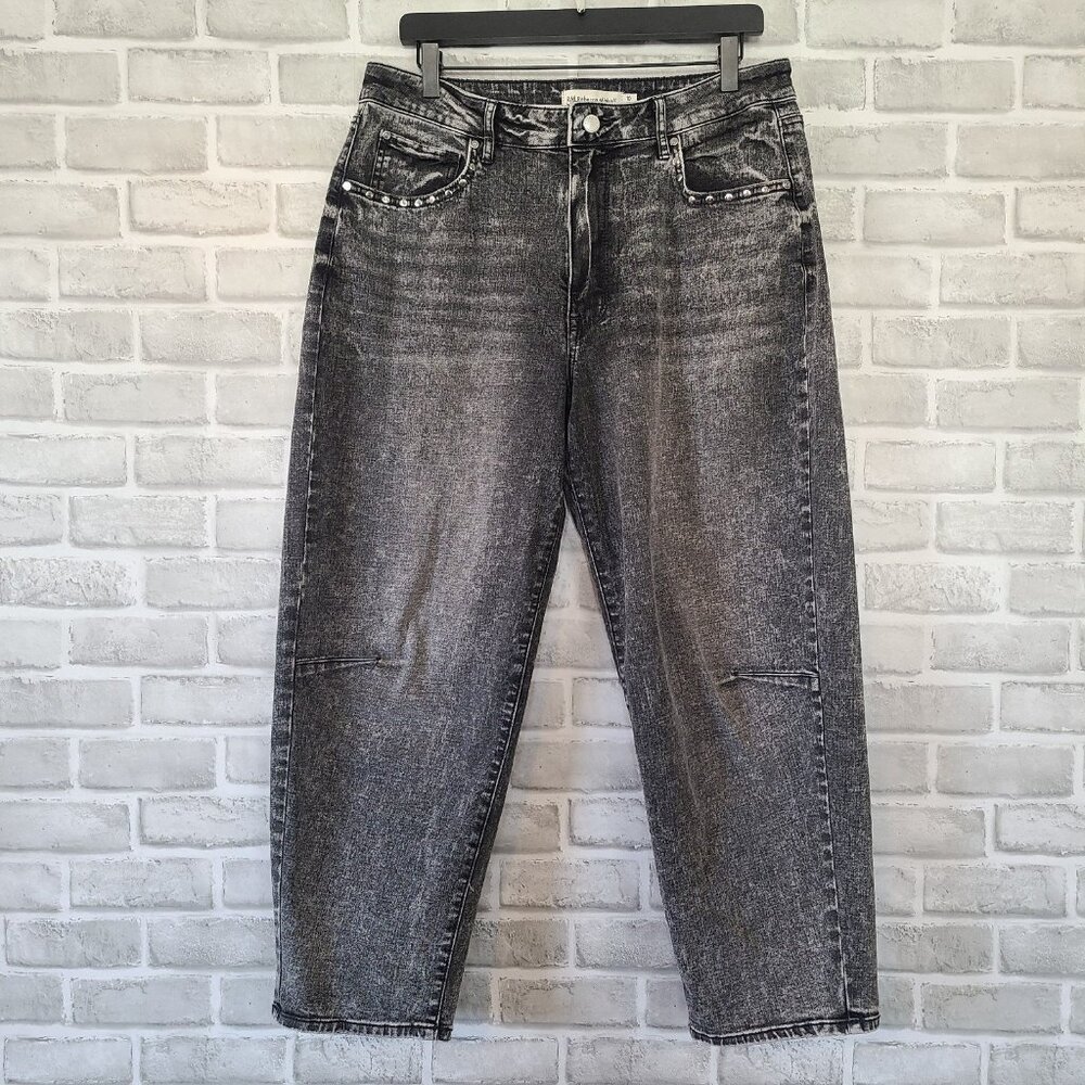Rebecca Minkoff Denim Barrel Wide Leg Jeans Size 10 Studded Rivets